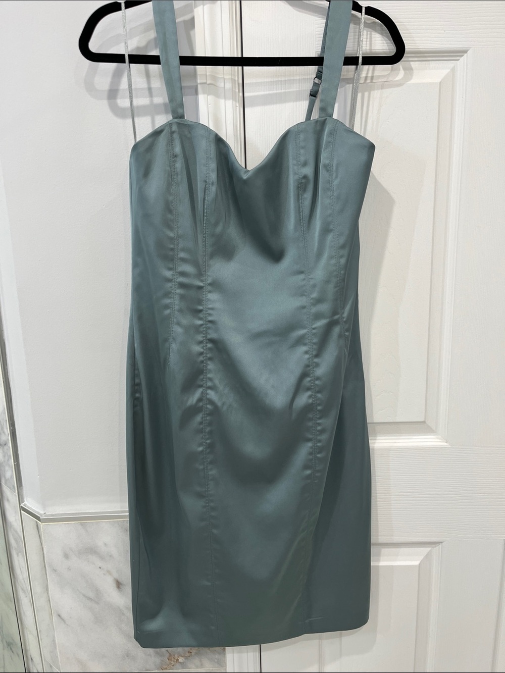 Guess Satin Mini Dress in Dusty Teal